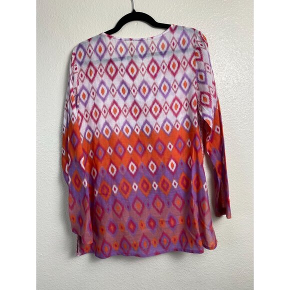 Soft Surroundings Tunic Top Women size Medium Geometric Boho Artsy Flowy Aztec - Picture 2 of 15